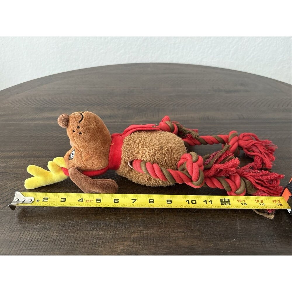 Rudolph Red Nosed Reindeer 15”Plush Red Rope Squeak Dog Toy “Fetch For Pets.” - Picture 2 of 6